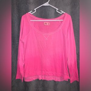 Hollister, long sleeve shirt. pink faded into darker pink. size medium